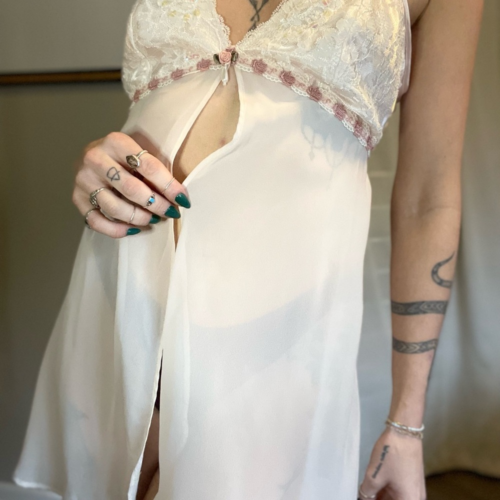 Elegant Cream Lace Nightgown